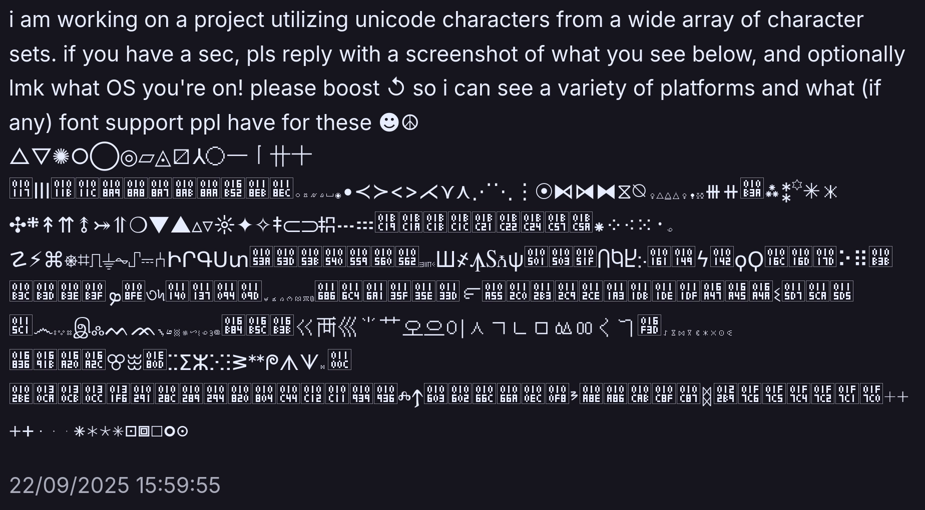 screenshot of the above post with many missing characters